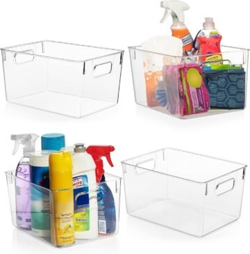 ClearSpace clear plastic storage bins with handles used for pantry and fridge organization